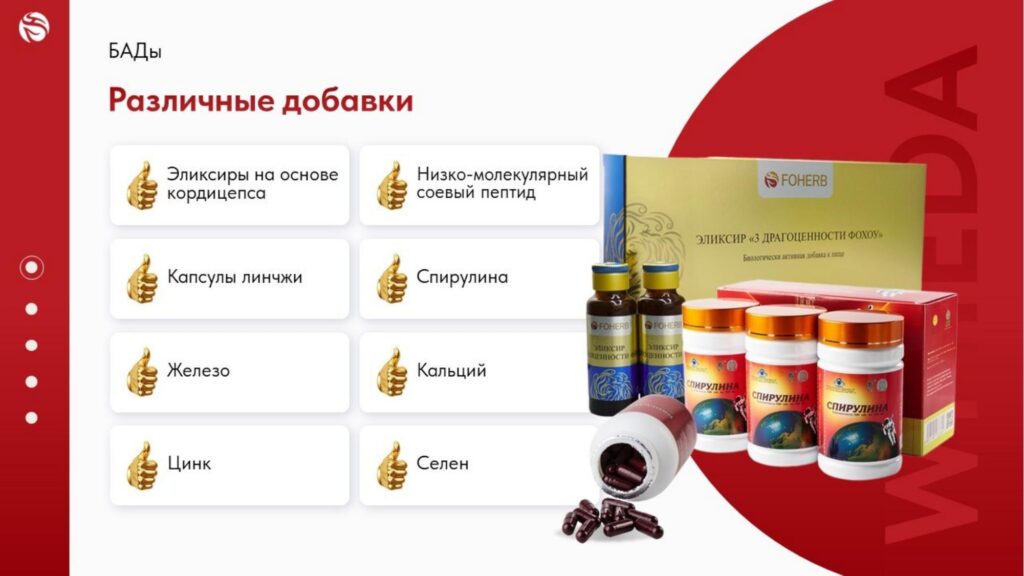 Различные добавки Эликсир фохоу, спирулина, линчжи